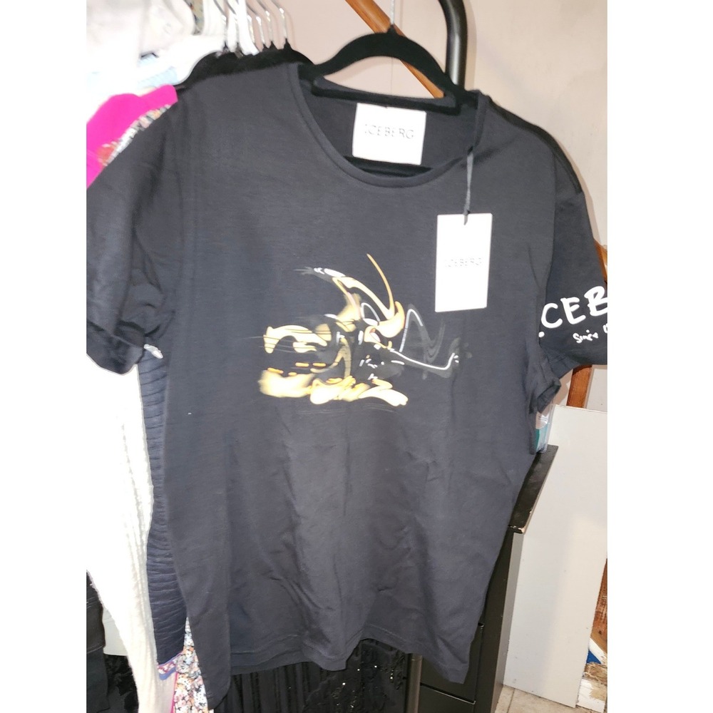 Iceberg Mens Daffy Duck Looney Tunes Graphic T-Shirt Black XL NWT Made in Italy